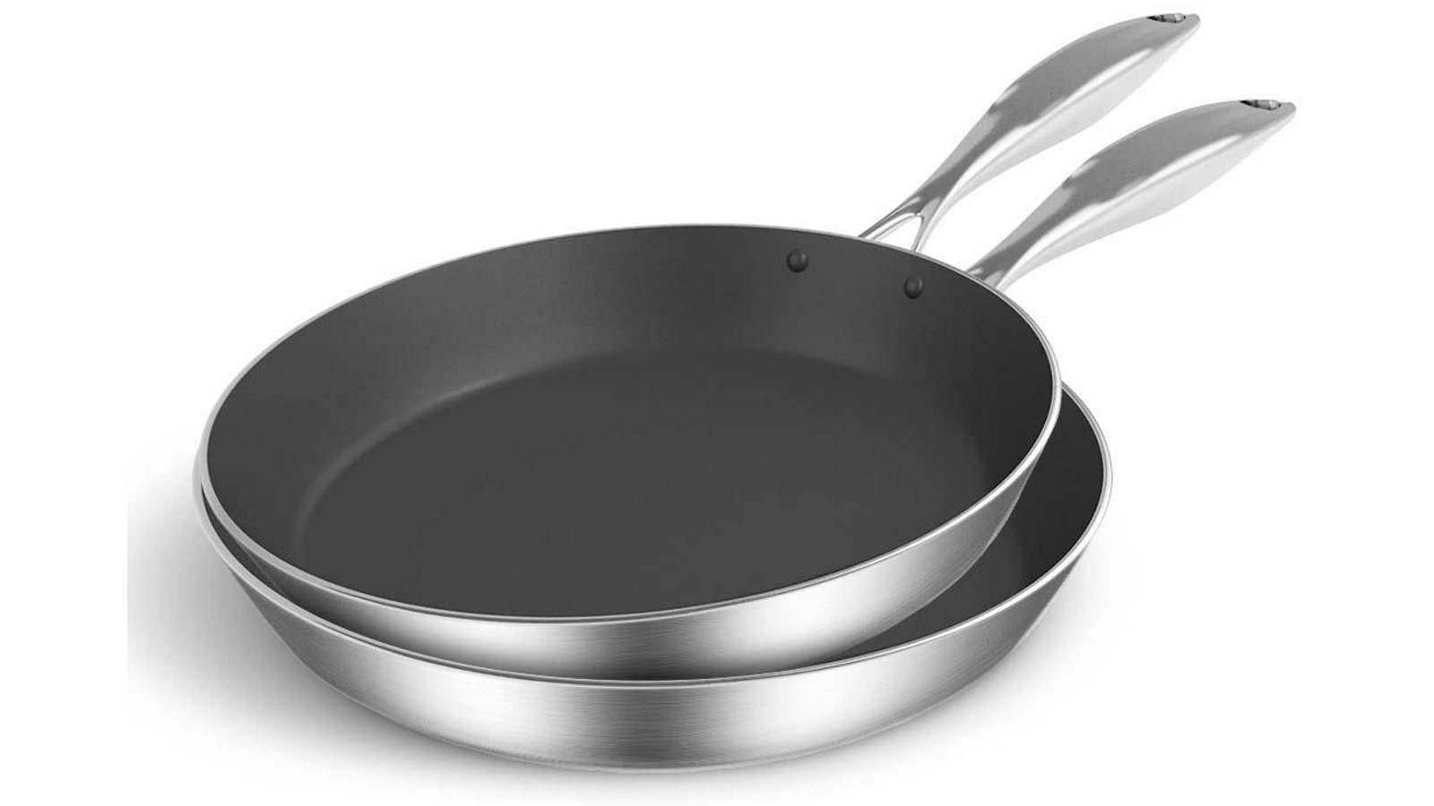 SOGA 22cm and 30cm Stainless Steel Fry Pan with Induction Non Stick Interior