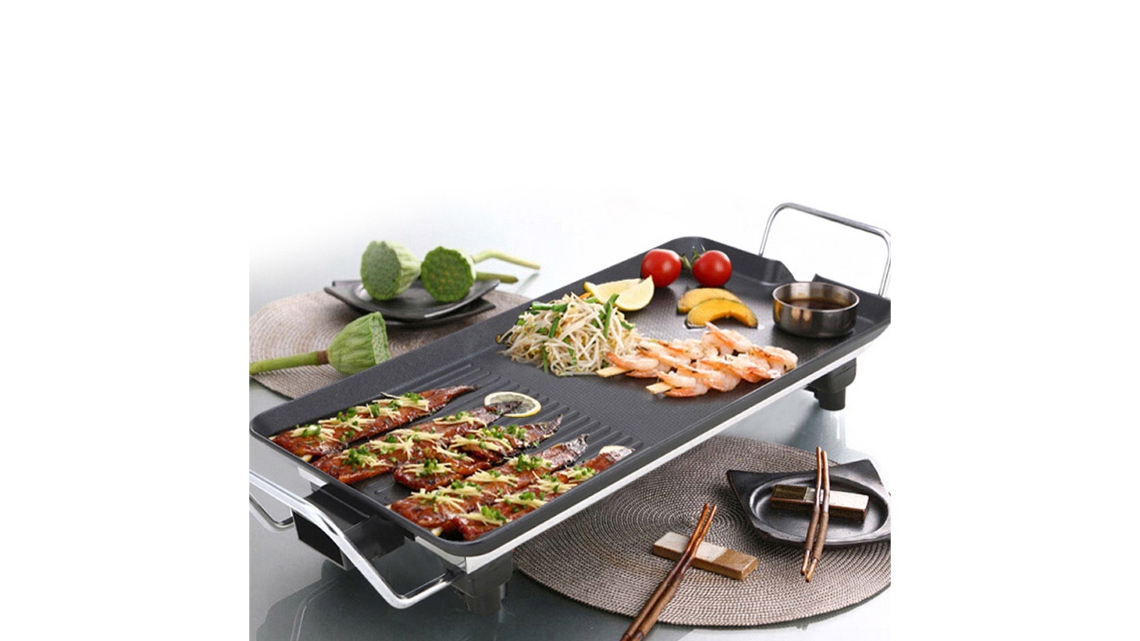 SOGA 48cm and 68cm Electric BBQ Grill Teppanyaki Tough Non-Stick Surface  Hot Plate Kitchen Bundle