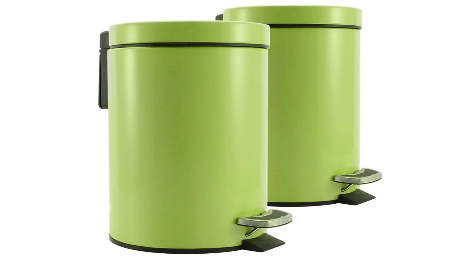 SOGA 2x 12L Stainless Steel Round Rubbish Bin - Green