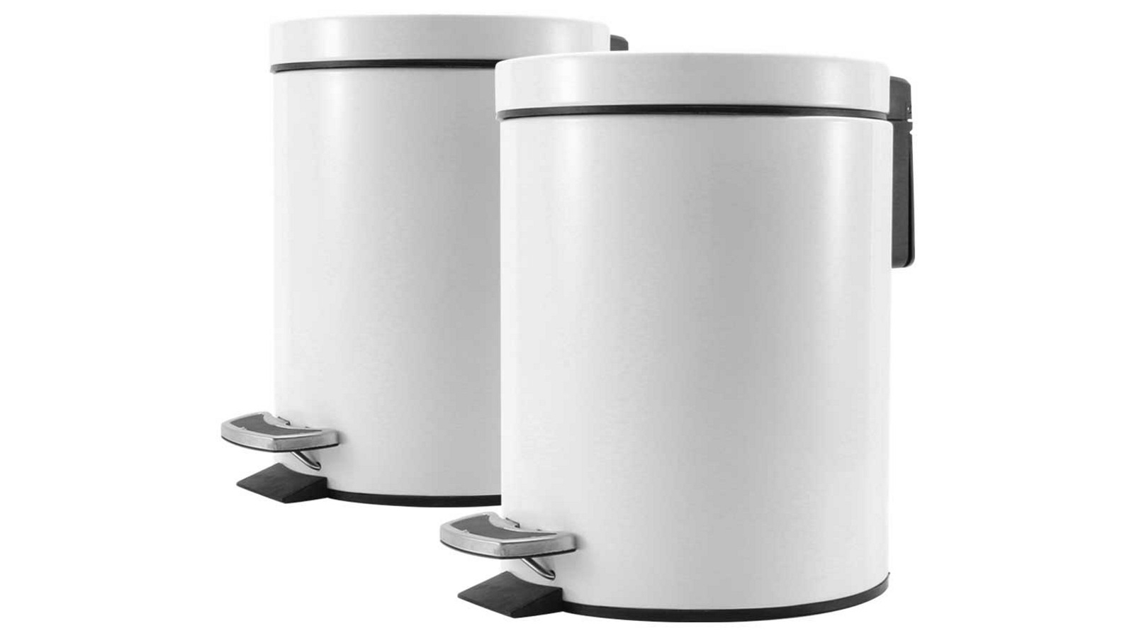 SOGA 2x 12L Foot Pedal Stainless Steel Round Trash Bin - White