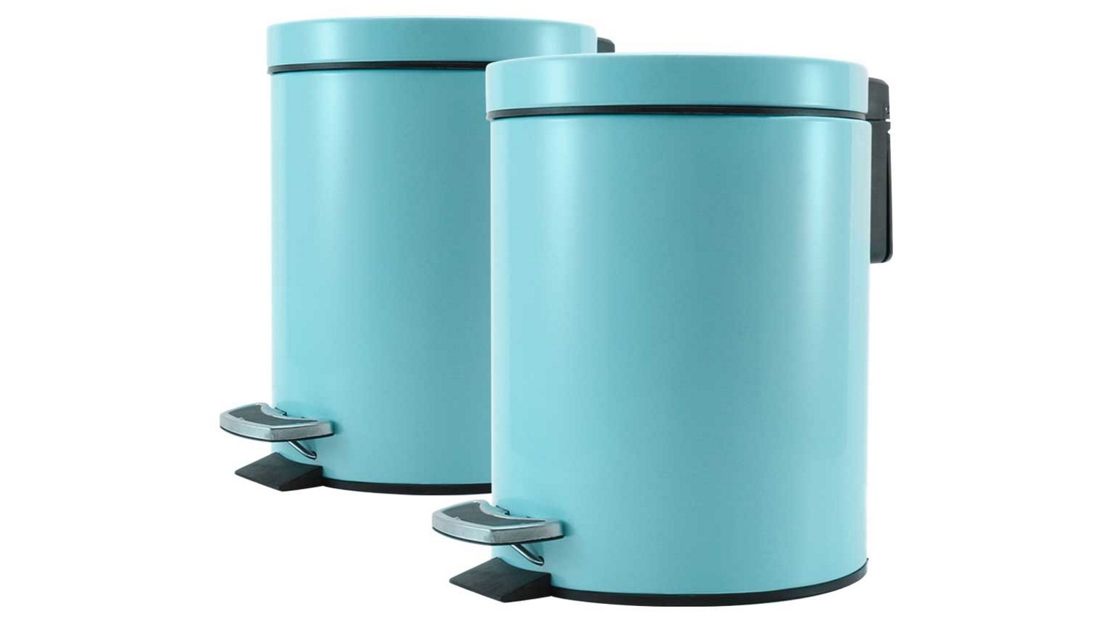 SOGA 2x 7L Foot Pedal Stainless Steel Round Trash Bin - Blue