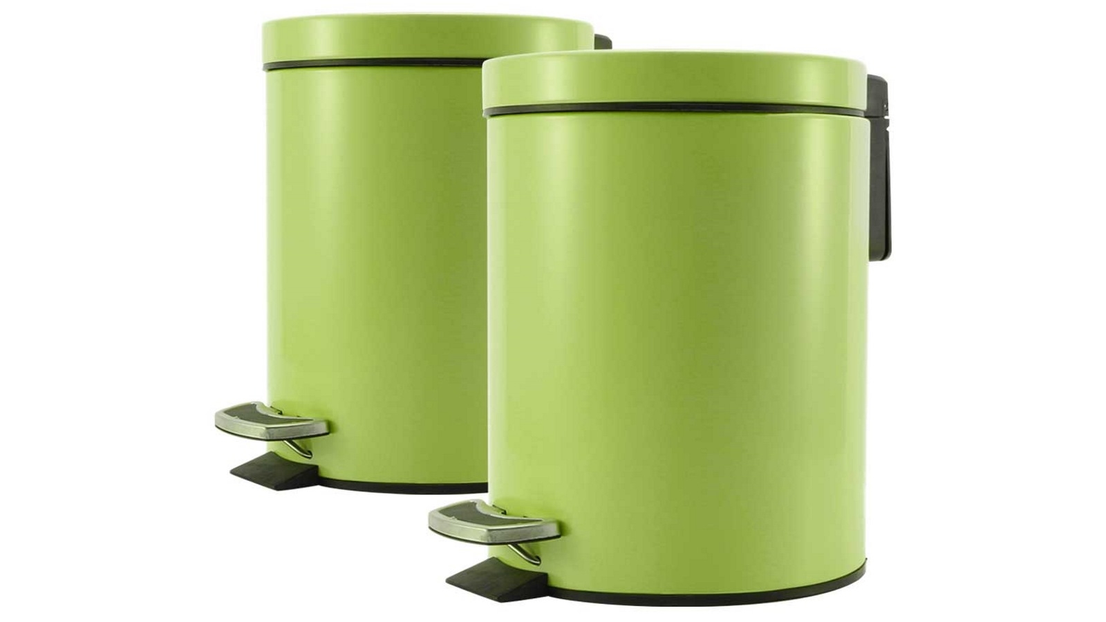 SOGA 2x 7L Foot Pedal Stainless Steel Round Trash Bin - Green