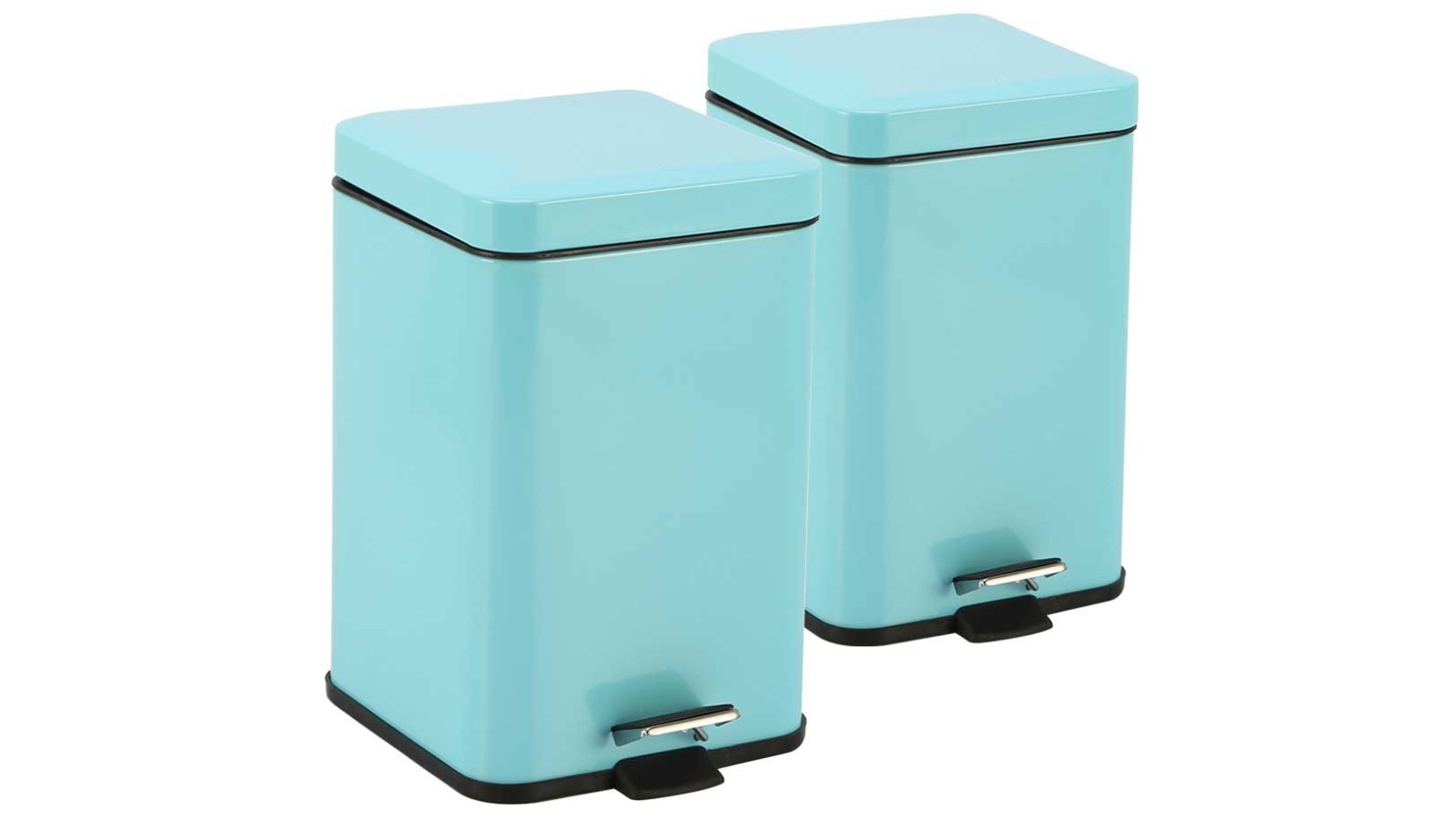 SOGA 2x 12L Foot Pedal Stainless Steel Square Trash Bin - Blue