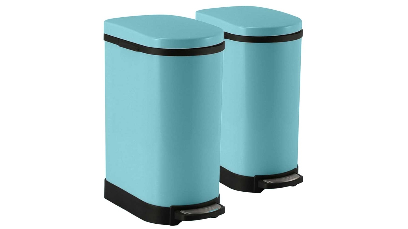 SOGA 2x 10L Foot Pedal Stainless Steel U Trash Bin - Blue