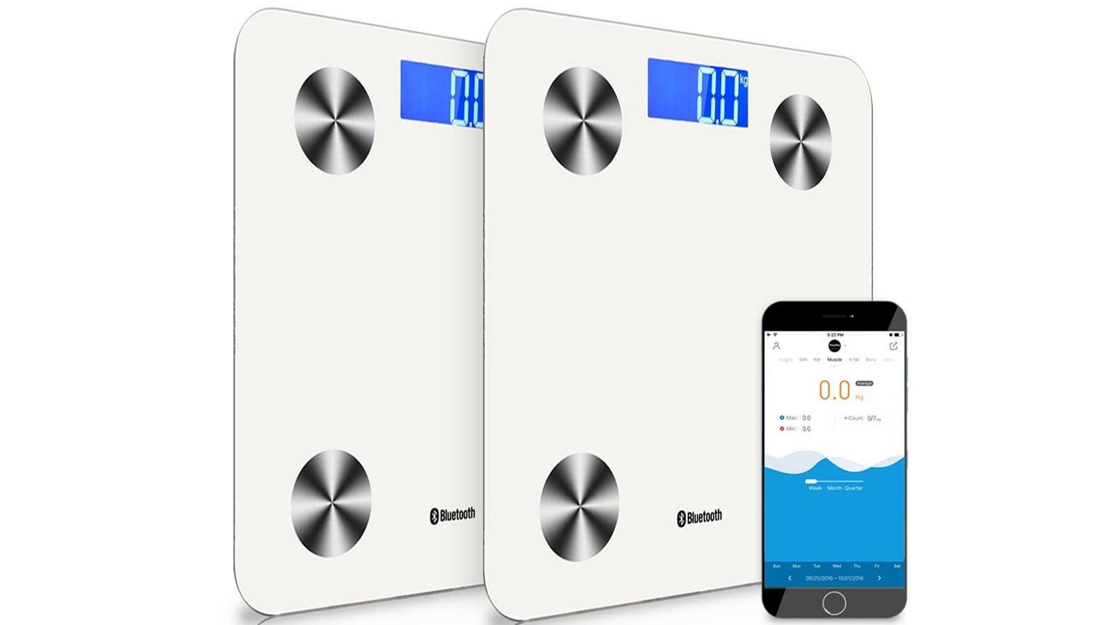 SOGA 2x Wireless Bluetooth Digital Body Fat Scale - White