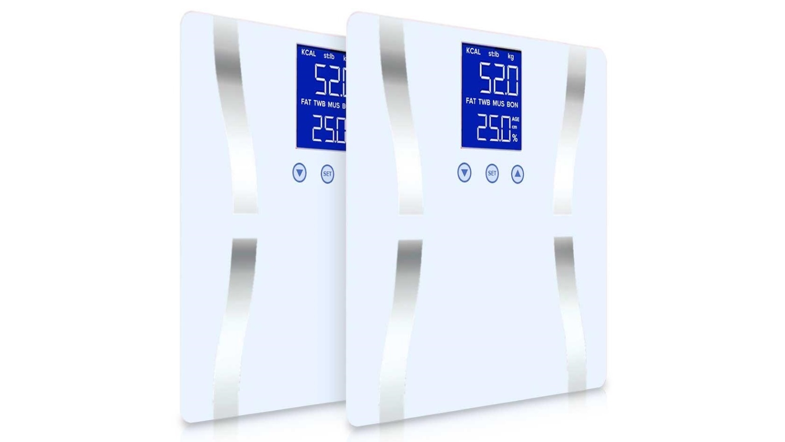 SOGA 2x Glass LCD Digital Body Fat Electronic Weighing Scales - White
