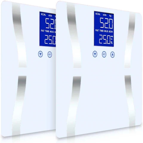 SOGA 2x Glass LCD Digital Body Fat Electronic Weighing Scales - White