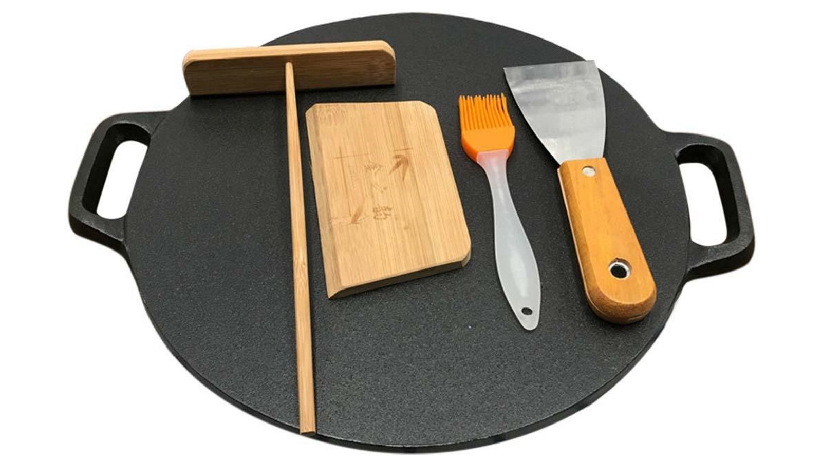 SOGA 2x Cast Iron Induction Crepes Pan Baking Cookie Pancake Pizza