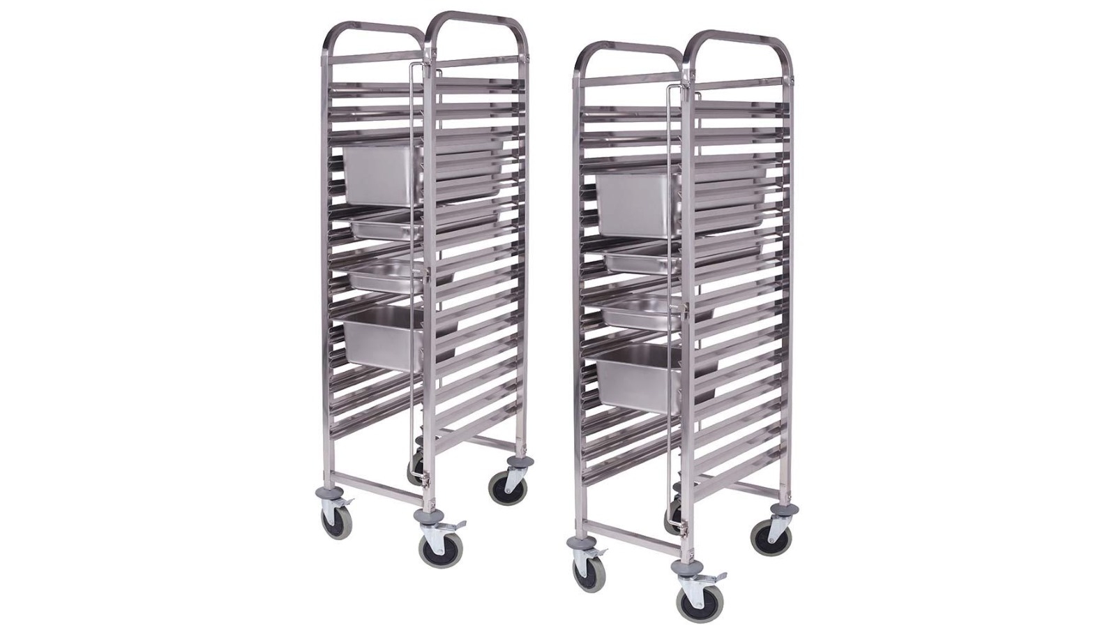 SOGA 2x Gastronorm Trolley 15 Tier Stainless Steel Bakery Trolley Suits GN 1/1 Pans