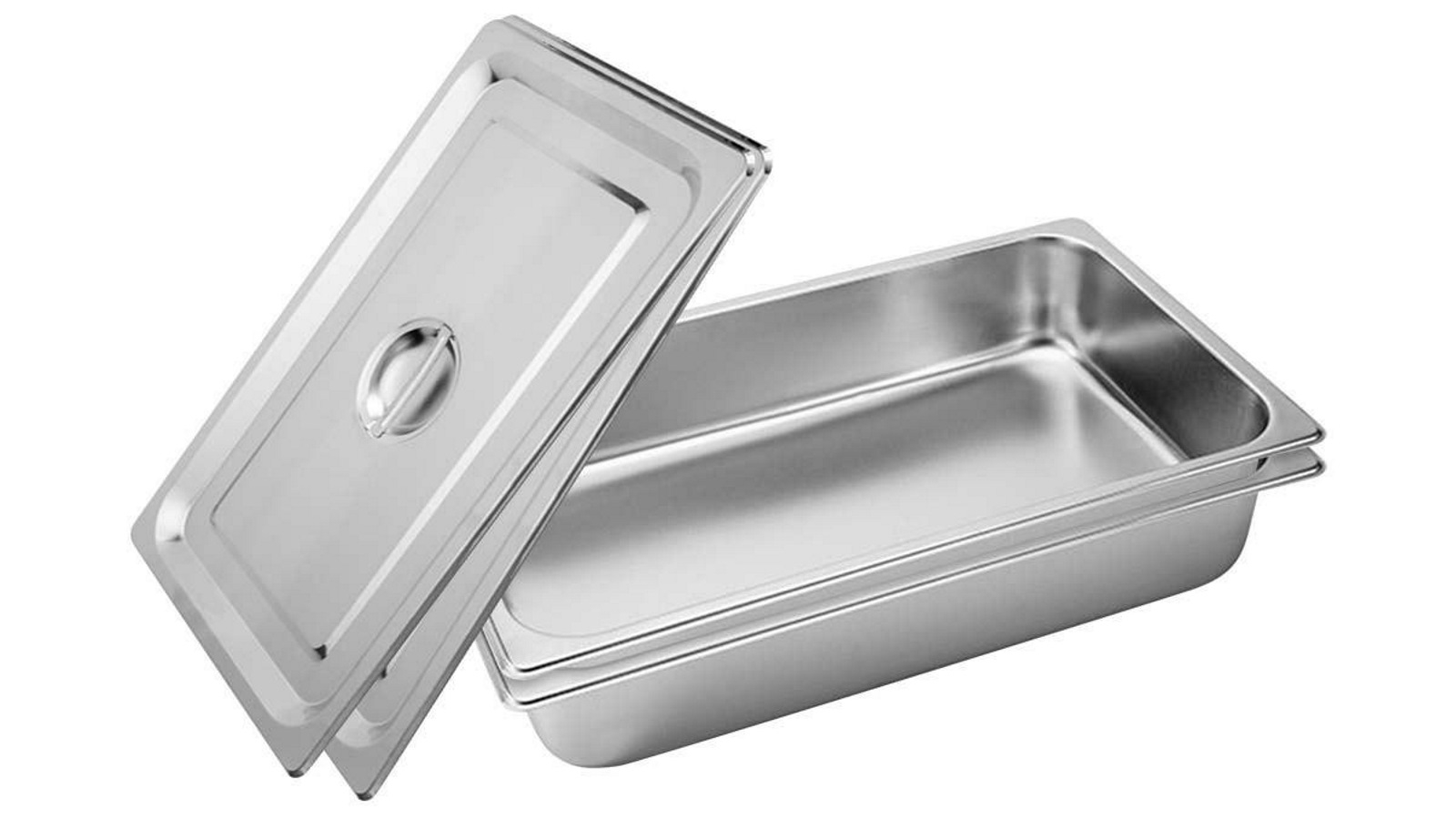 SOGA 2x Gastronorm GN Pan Full Size 1/1 GN Pan 10cm Deep Stainless Steel Tray With Lid