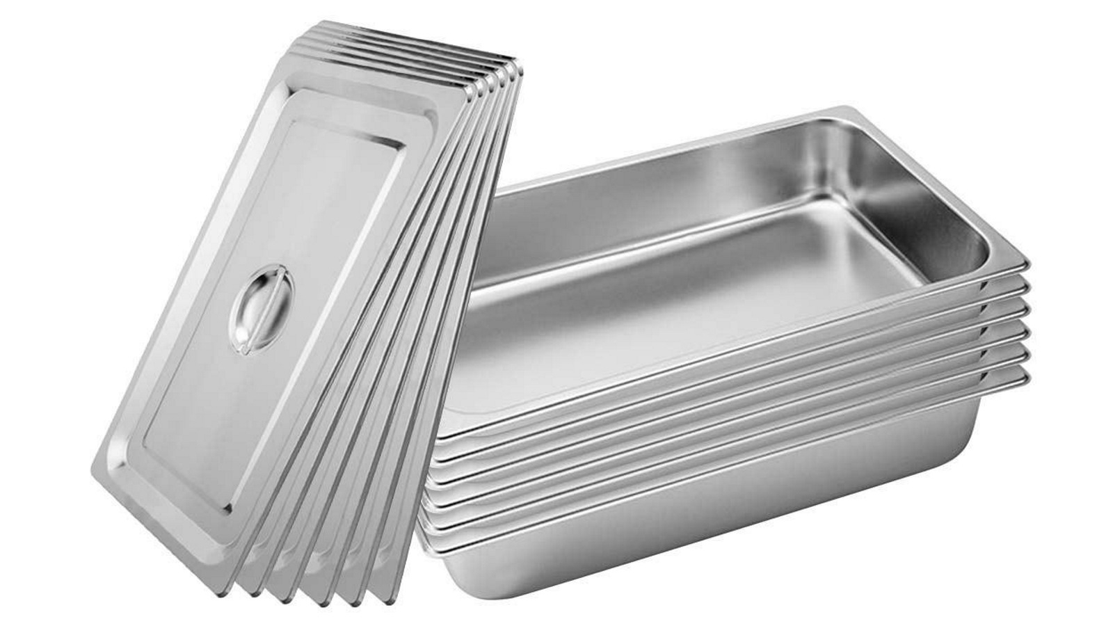 SOGA 6x Gastronorm GN Pan Full Size 1/1 GN Pan 10cm Deep Stainless Steel Tray With Lid