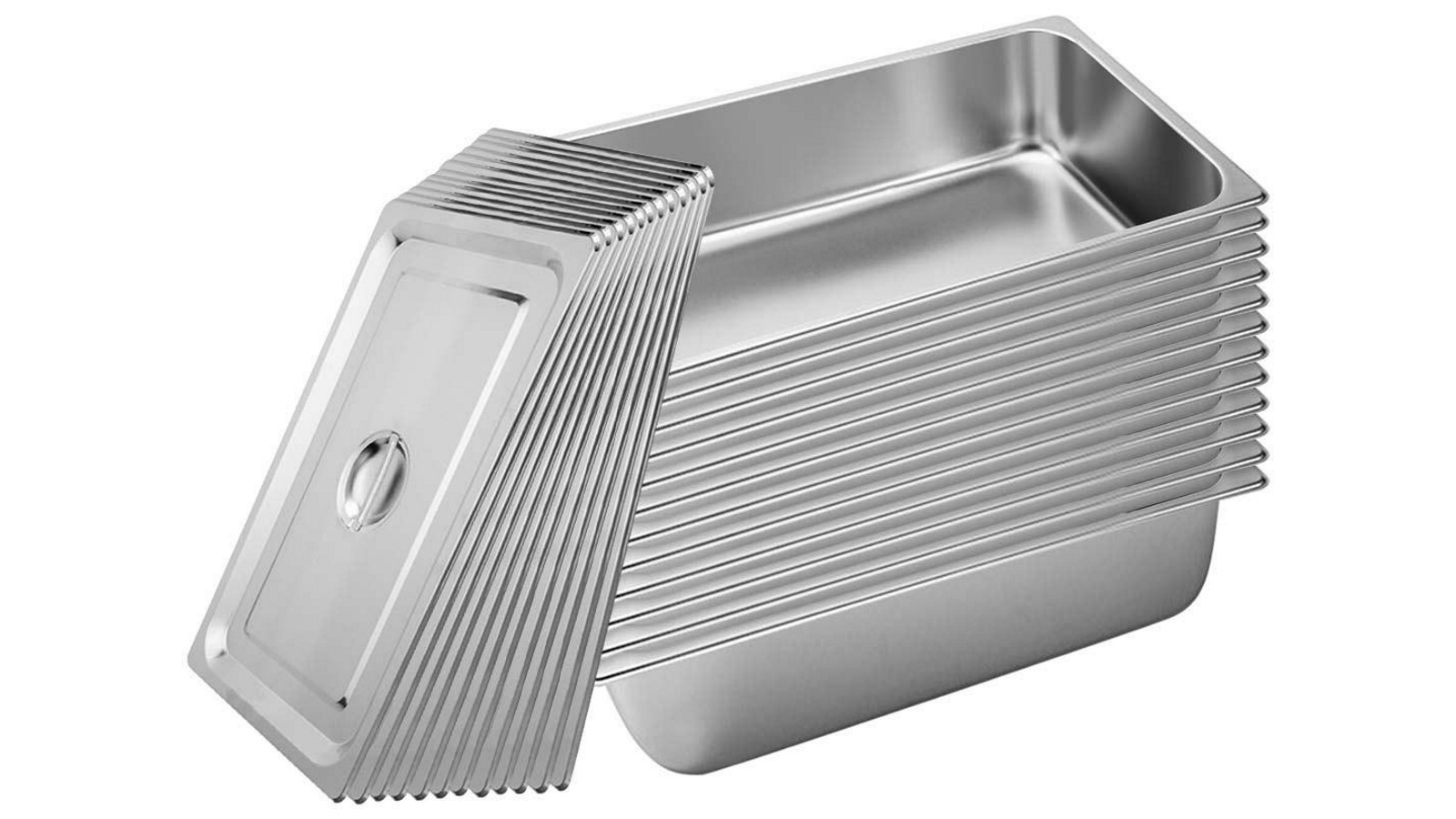 SOGA 12x Gastronorm GN Pan Full Size 1/1 GN Pan 15cm Deep Stainless Steel Tray With Lid