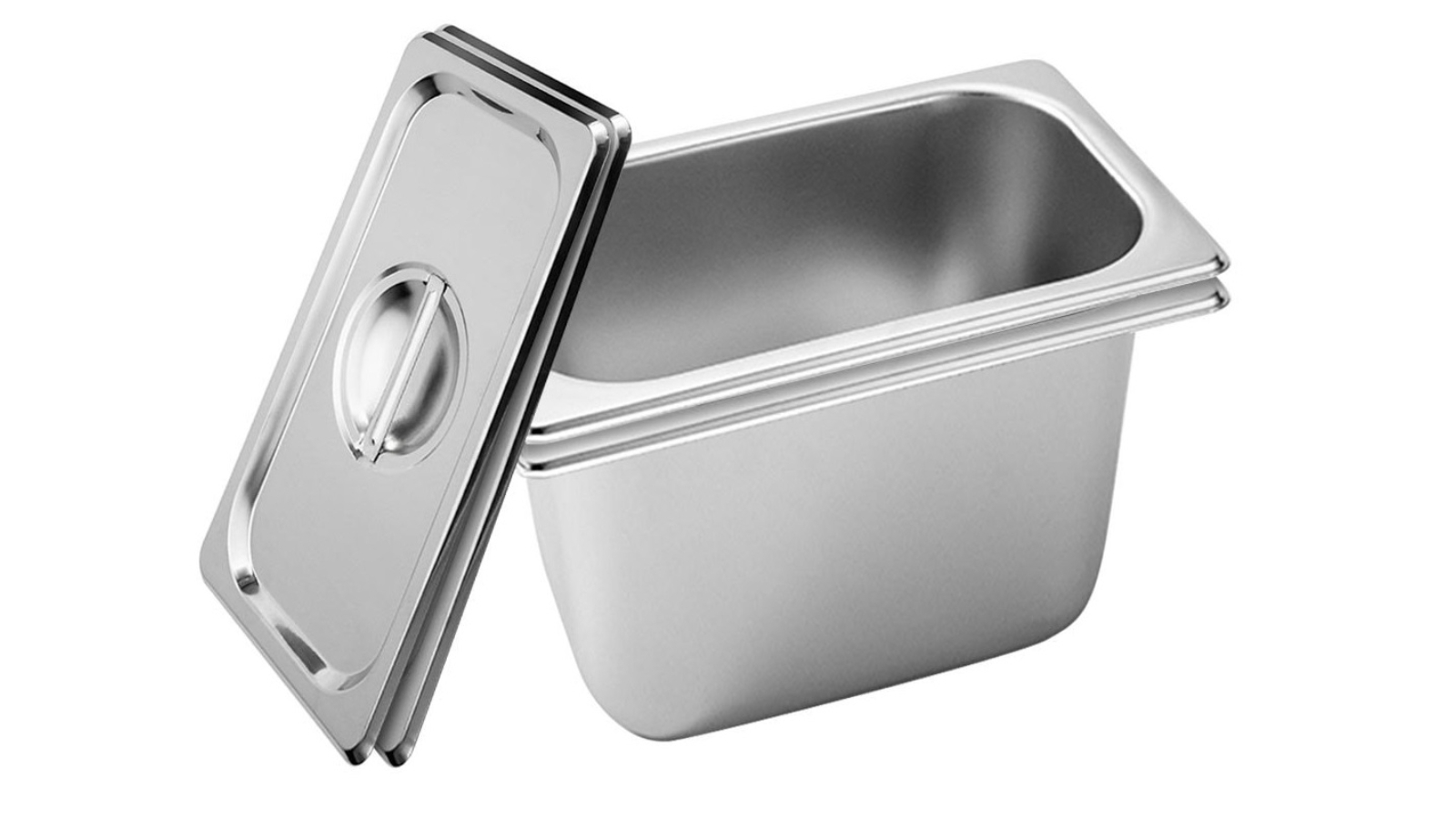 SOGA 2x Gastronorm GN Pan Full Size 1/3 GN Pan 20cm Deep Stainless Steel Tray With Lid