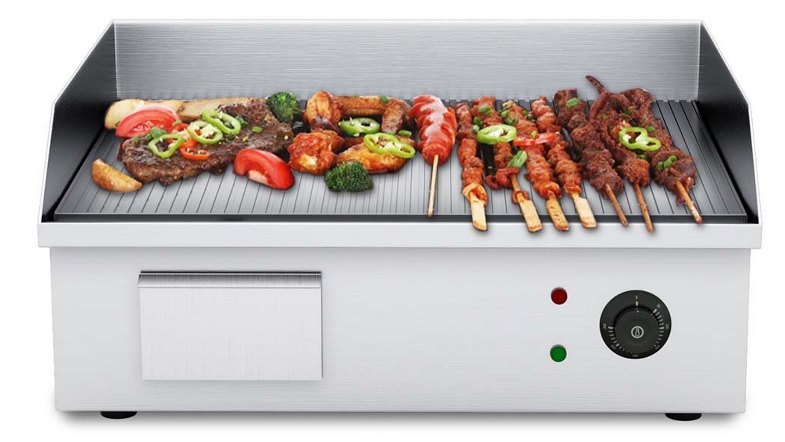 SOGA 2x Electric 2200W Stainless Steel Flat Griddle Grill BBQ Hot Plate