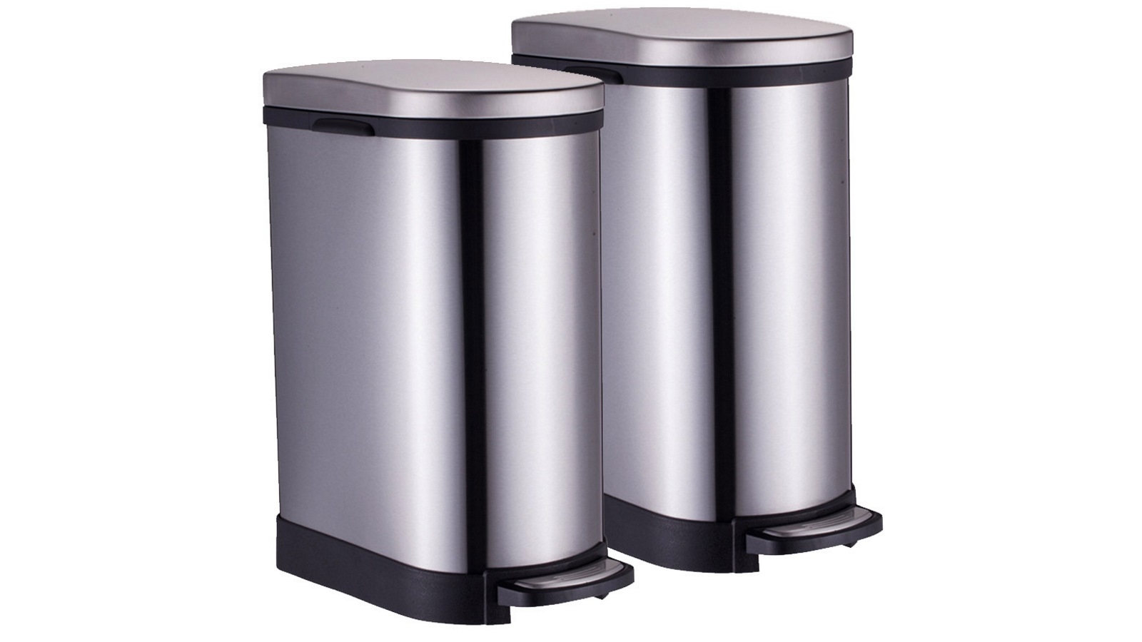 SOGA 2x 10L Foot Pedal Stainless Steel U Trash Bin