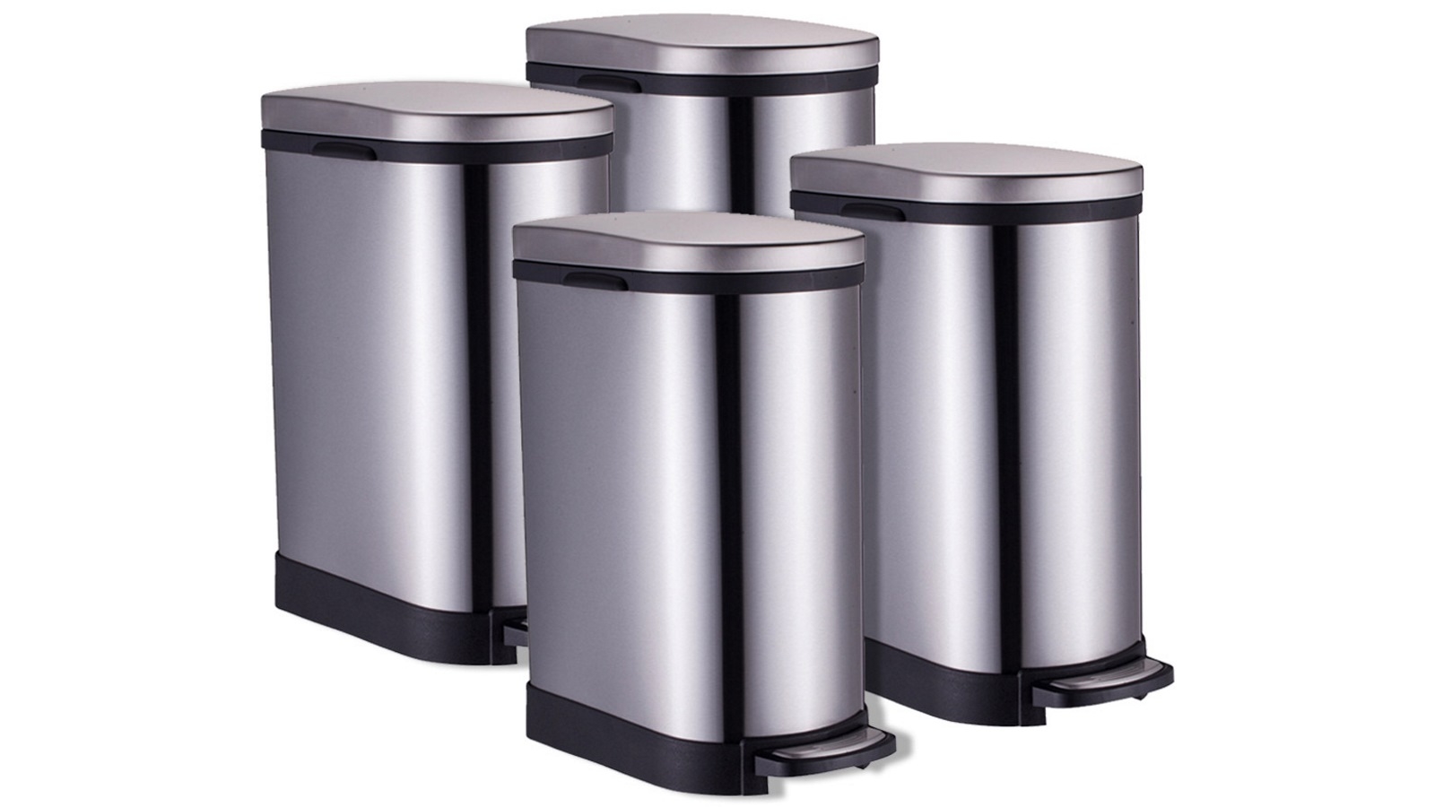 SOGA 4x 10L Foot Pedal Stainless Steel U Trash Bin