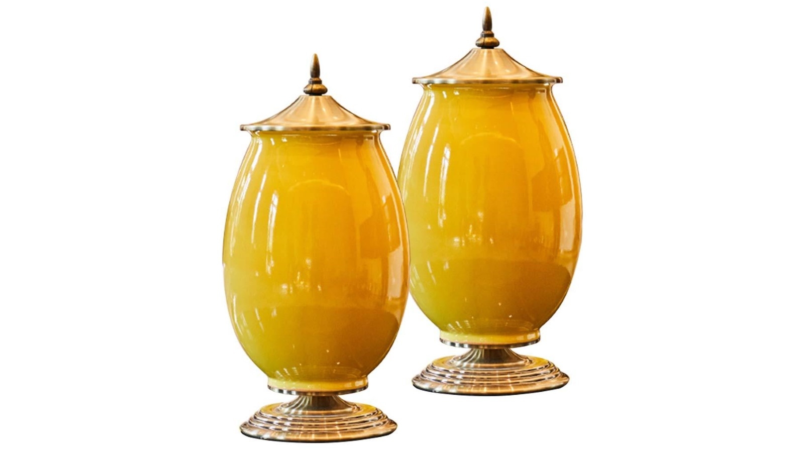 SOGA 2x 40cm Ceramic Flower Vase - Yellow