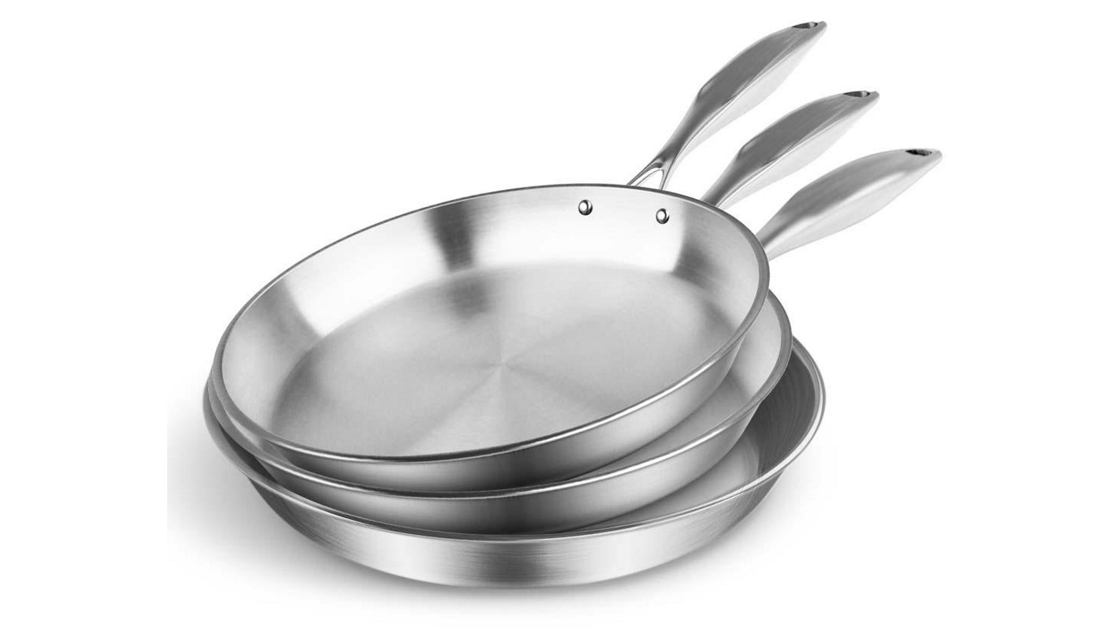 SOGA 3x Stainless Steel Fry Pan Top Grade Induction Cookware Set