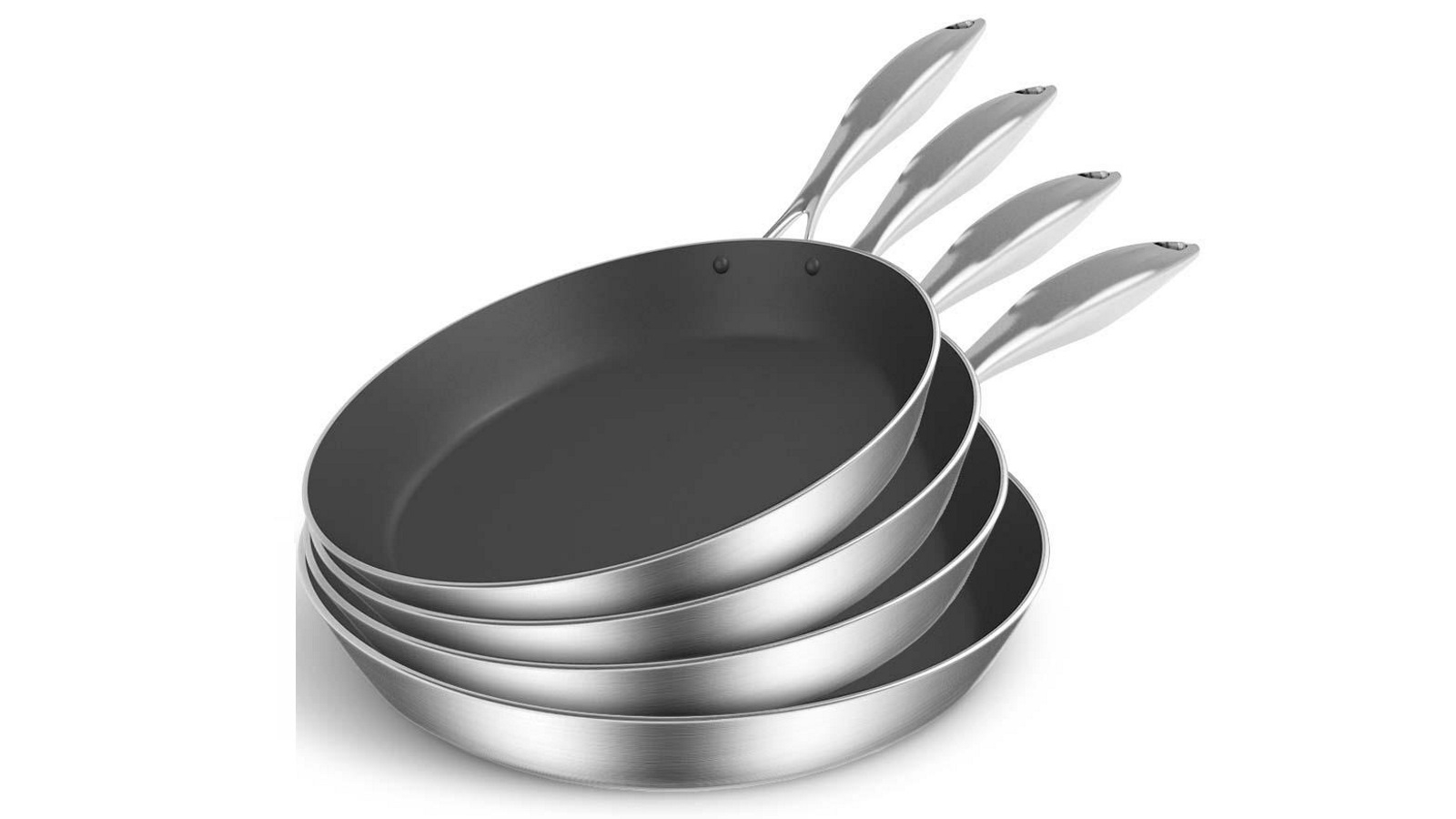 SOGA 4x Stainless Steel Fry Pan Induction Non Stick Interior Skillet