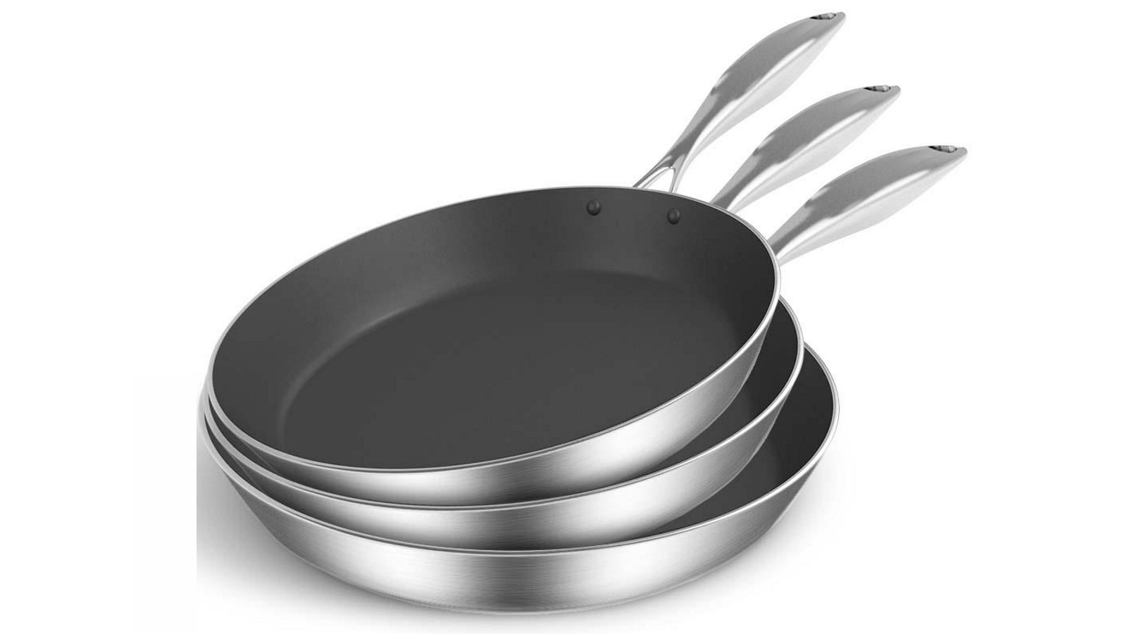 SOGA 3x Stainless Steel Fry Pan Induction Non Stick Interior Skillet
