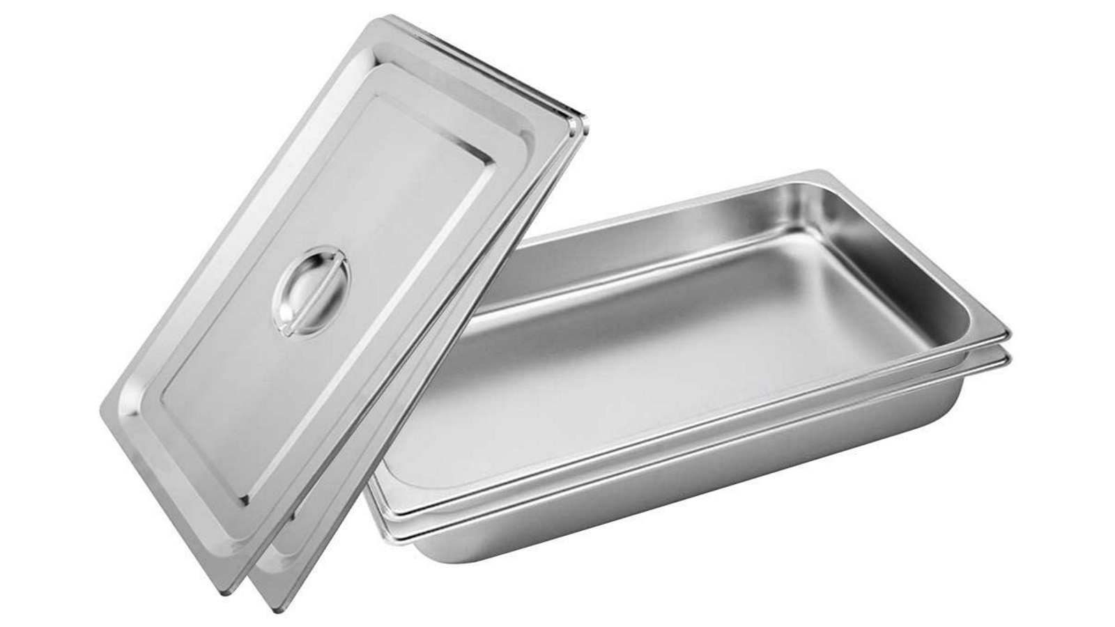 SOGA 2x Gastronorm GN Pan Full Size 1/1 GN Pan 6.5cm Deep Stainless Steel Tray With Lid