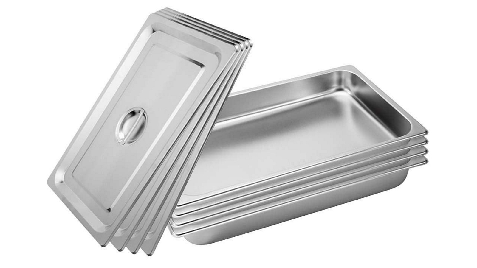 SOGA 4x Gastronorm GN Pan Full Size 1/1 GN Pan 6.5cm Deep Stainless Steel Tray With Lid