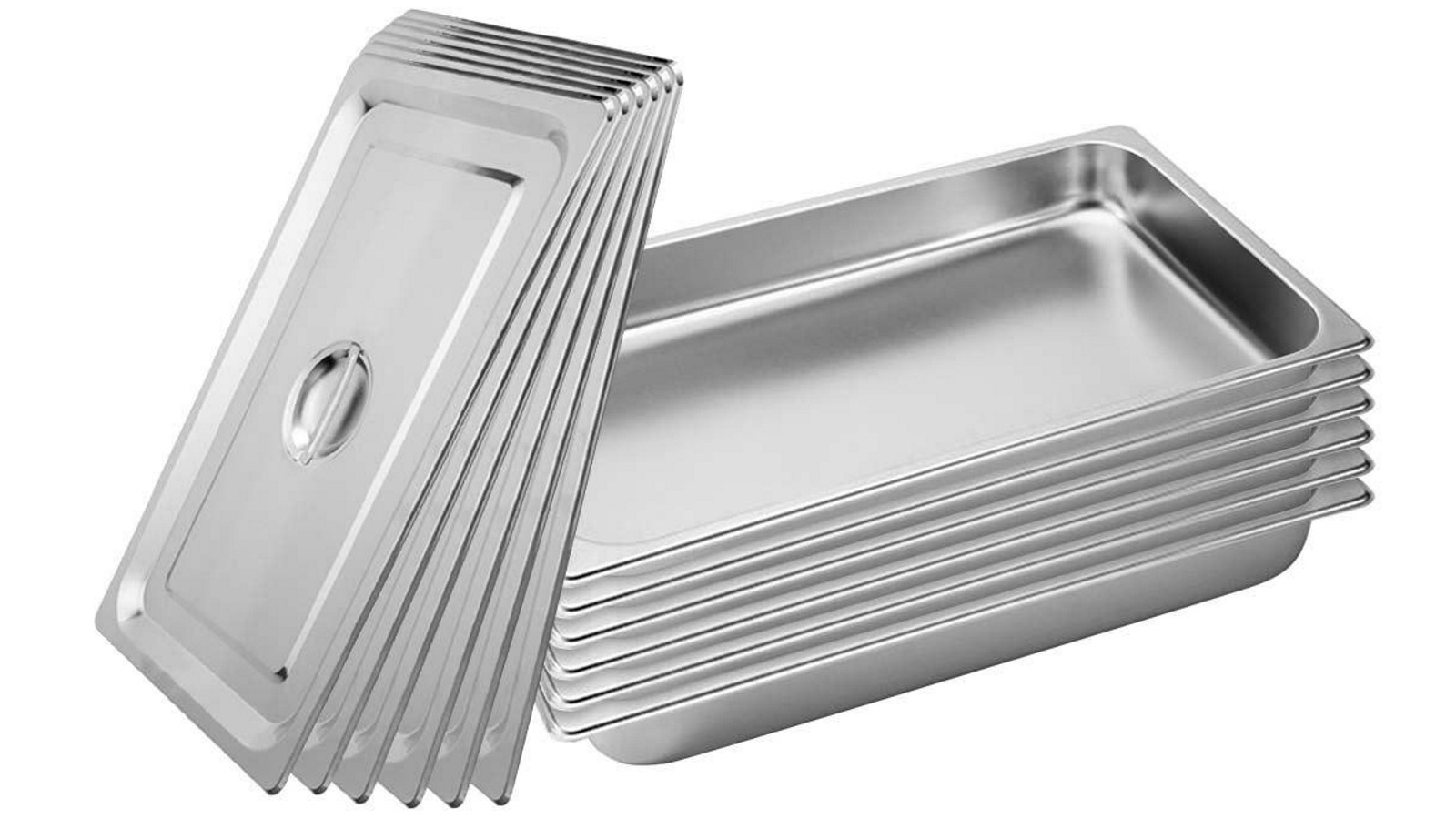 SOGA 6x Gastronorm GN Pan Full Size 1/1 GN Pan 6.5cm Deep Stainless Steel Tray With Lid