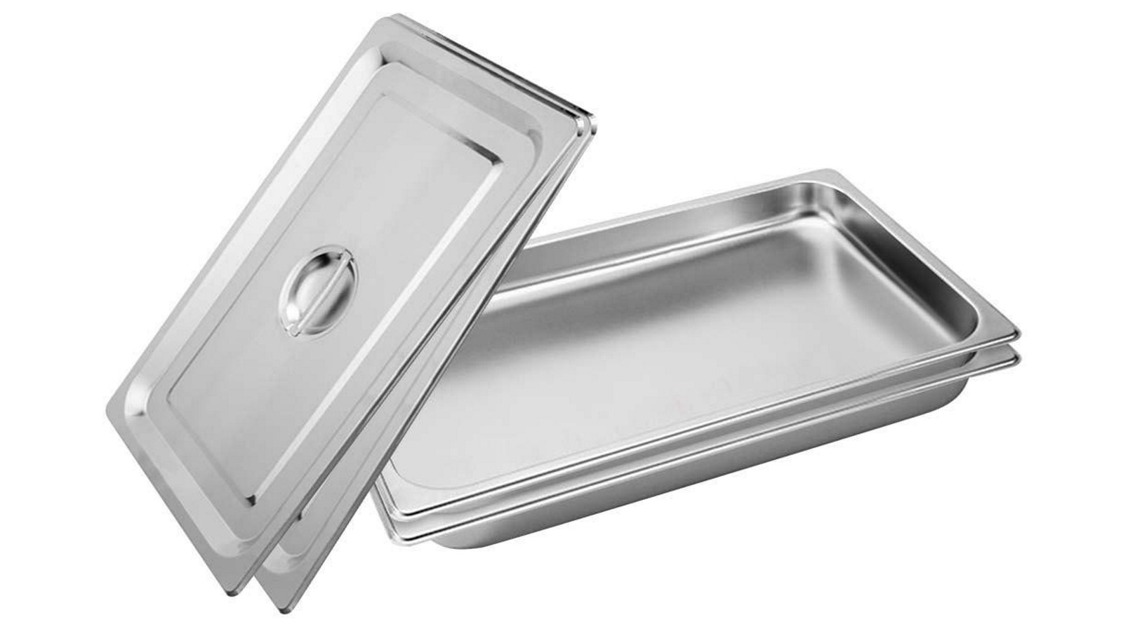 SOGA 2x Gastronorm GN Pan Full Size 1/1 GN Pan 4cm Deep Stainless Steel Tray With Lid