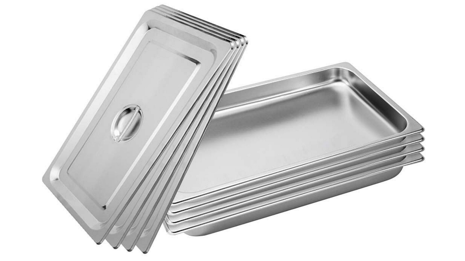 SOGA 4x Gastronorm GN Pan Full Size 1/1 GN Pan 4cm Deep Stainless Steel Tray With Lid