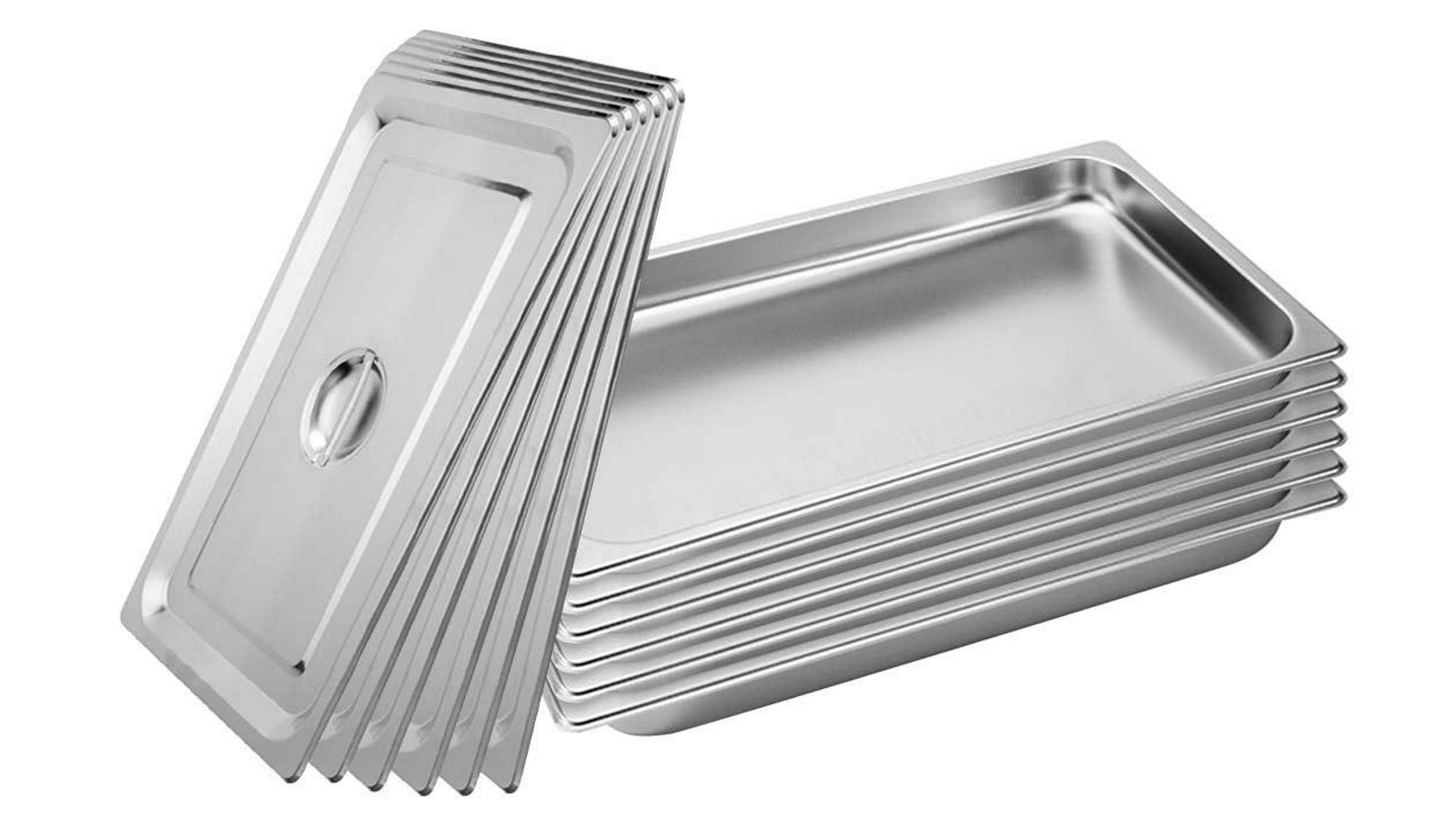 SOGA 6x Gastronorm GN Pan Full Size 1/1 GN Pan 4cm Deep Stainless Steel Tray With Lid