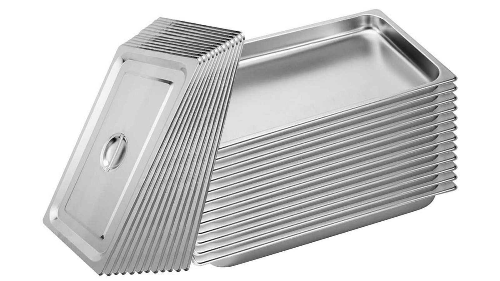SOGA 12x Gastronorm GN Pan Full Size 1/1 GN Pan 4cm Deep Stainless Steel Tray With Lid
