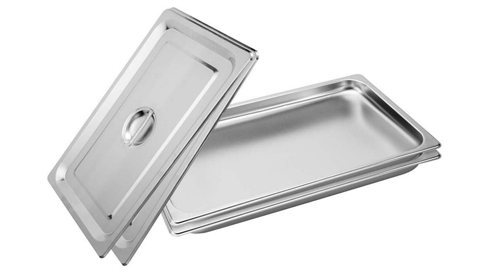 SOGA 2x Gastronorm GN Pan Full Size 1/1 GN Pan 2cm Deep Stainless Steel Tray With Lid