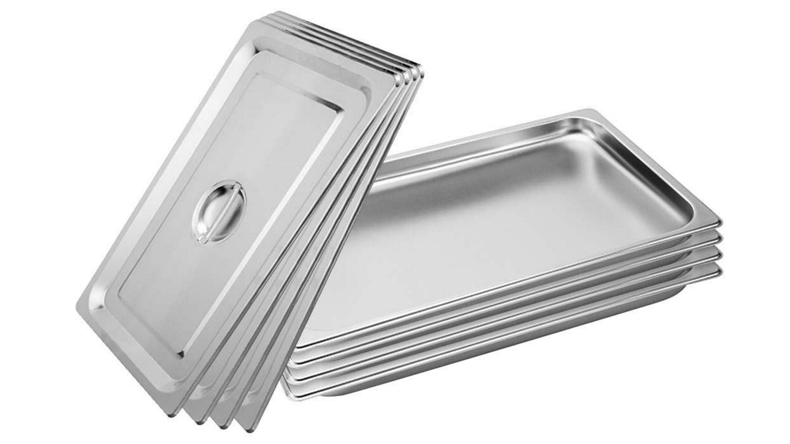 SOGA 4x Gastronorm GN Pan Full Size 1/1 GN Pan 2cm Deep Stainless Steel Tray With Lid