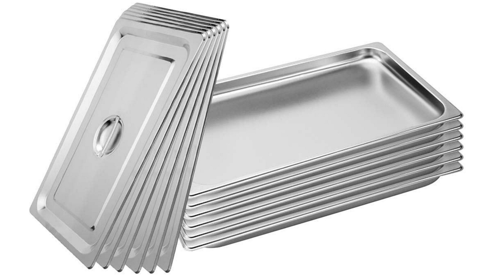SOGA 6x Gastronorm GN Pan Full Size 1/1 GN Pan 2cm Deep Stainless Steel Tray With Lid