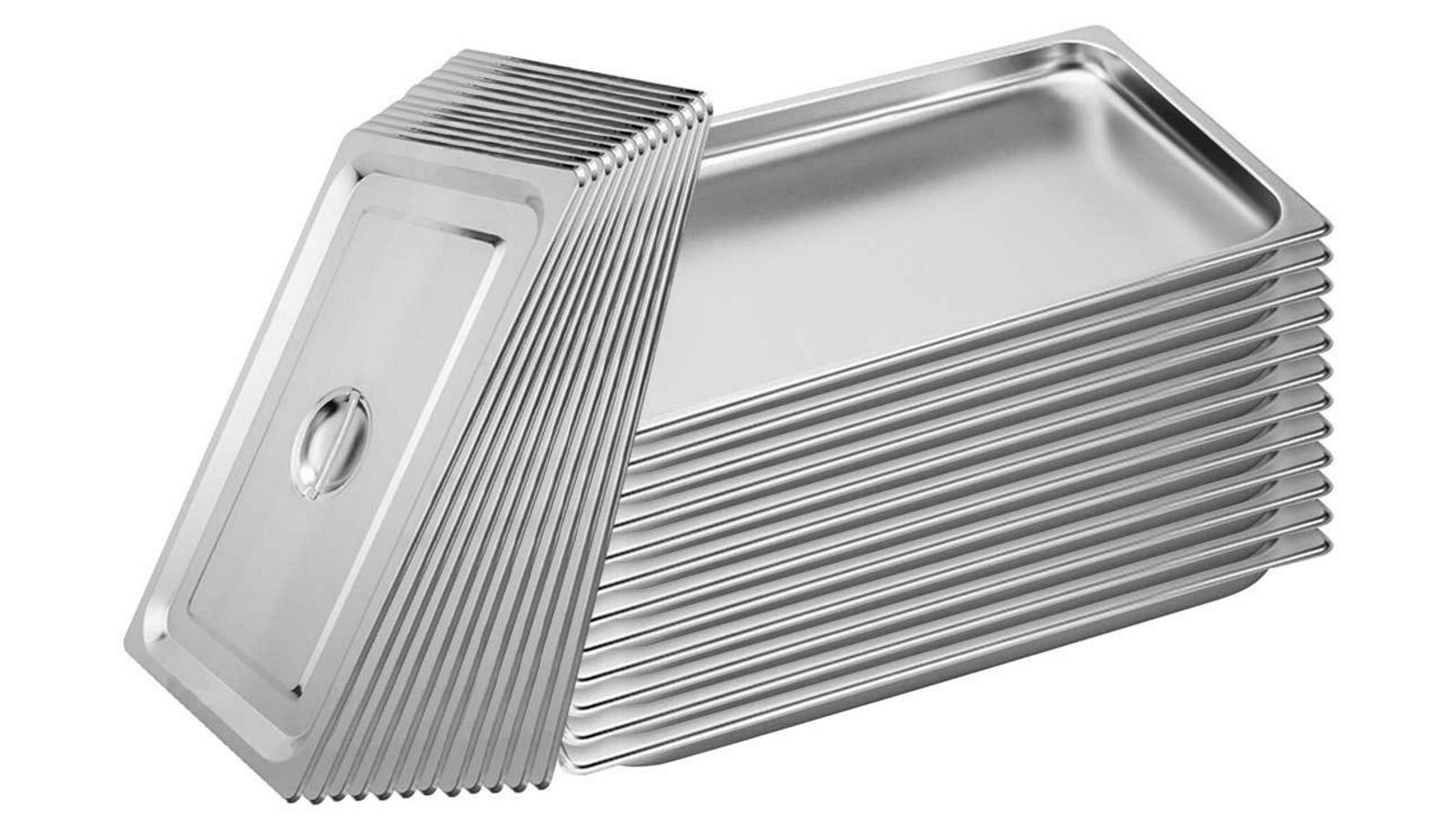 SOGA 12x Gastronorm GN Pan Full Size 1/1 GN Pan 2cm Deep Stainless Steel Tray With Lid