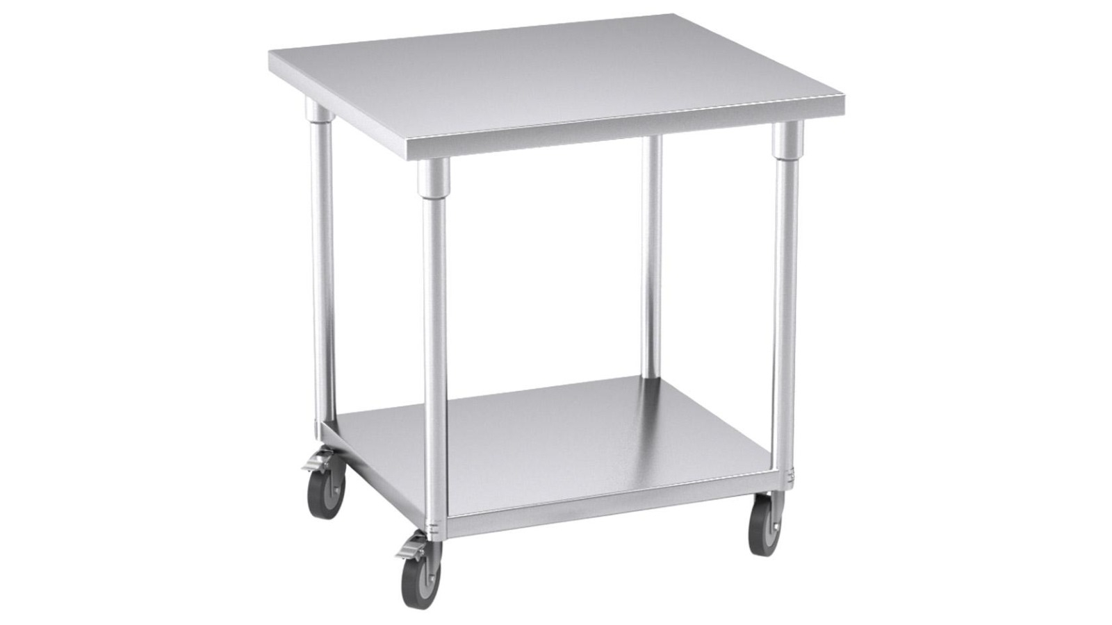 SOGA 80cm Kitchen Stainless Steel Bench Table with Wheels