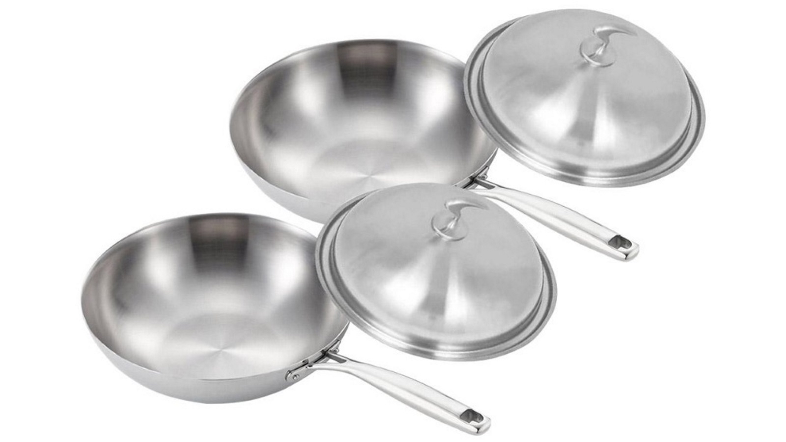 SOGA 2x32cm Stainless Steel Frying Pan Top Grade Cooking Skillet with Lid