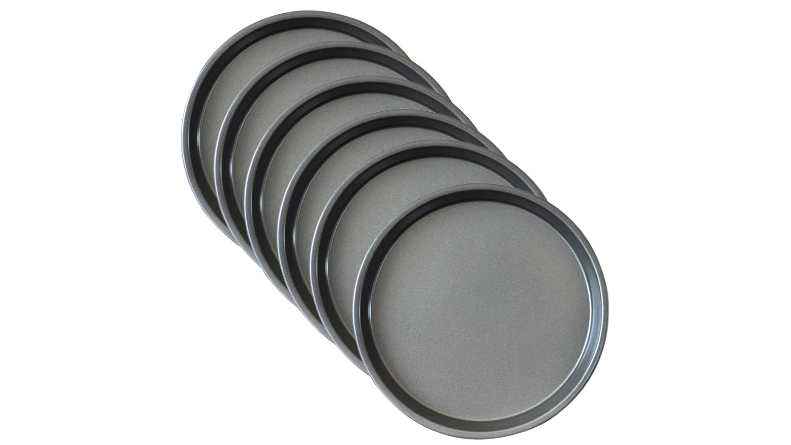 SOGA 6x Round Black Steel Non-Stick Pizza Tray Oven Baking Plate Pan - 8-inch