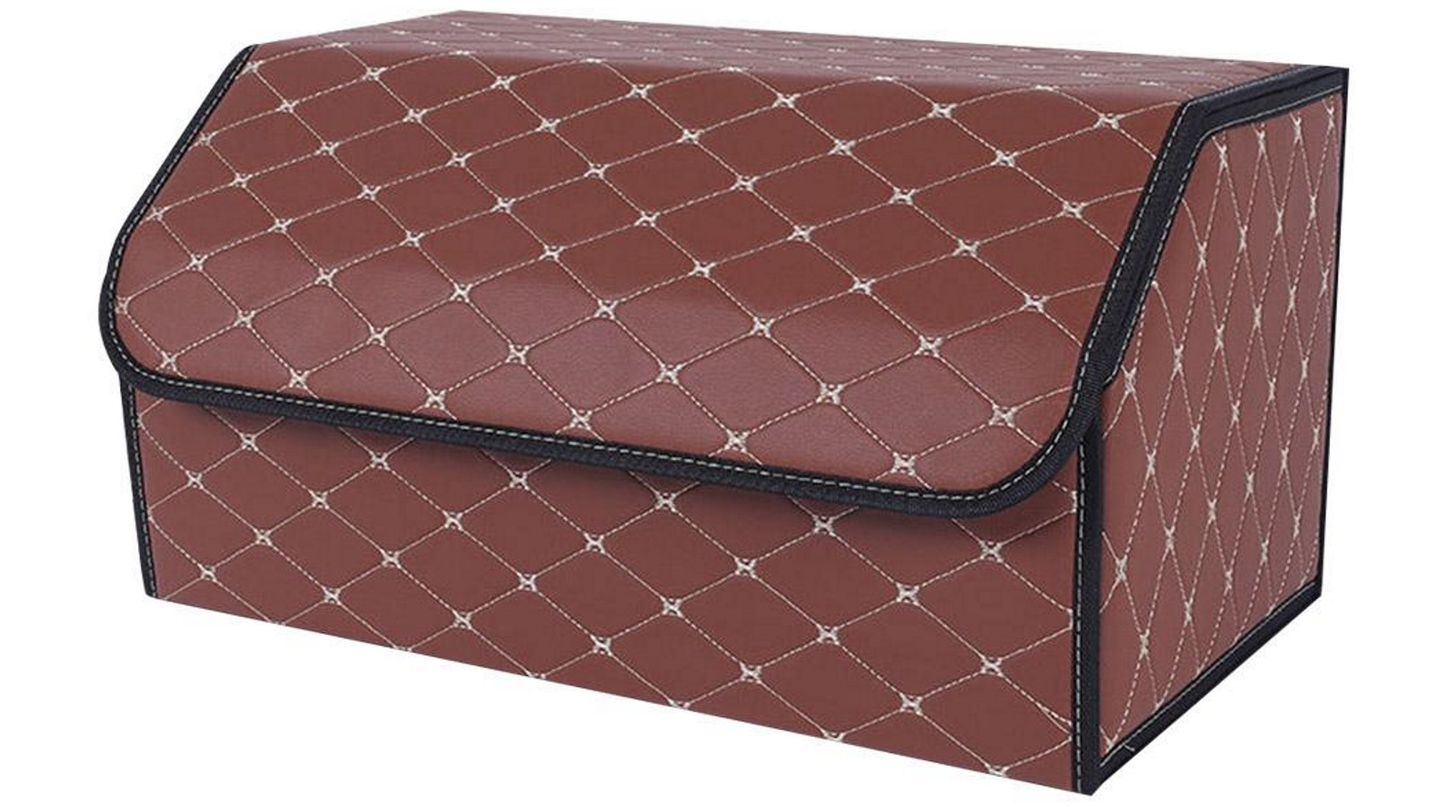 SOGA Large Car Boot Storage Box - Coffee/Gold