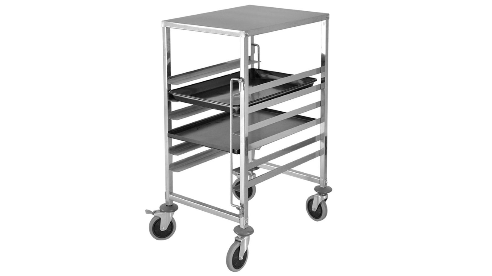 SOGA Gastronorm 7 Tier Stainless Steel Bakery Trolley with Pans and Working Surface
