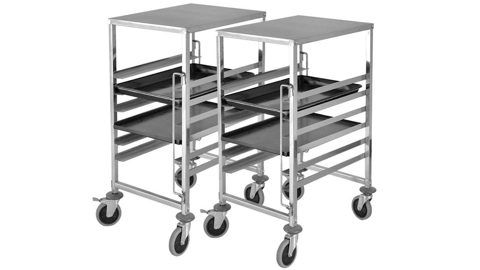 SOGA 2x Gastronorm 7 Tier Stainless Steel Bakery Trolley with Pans and Working Surface