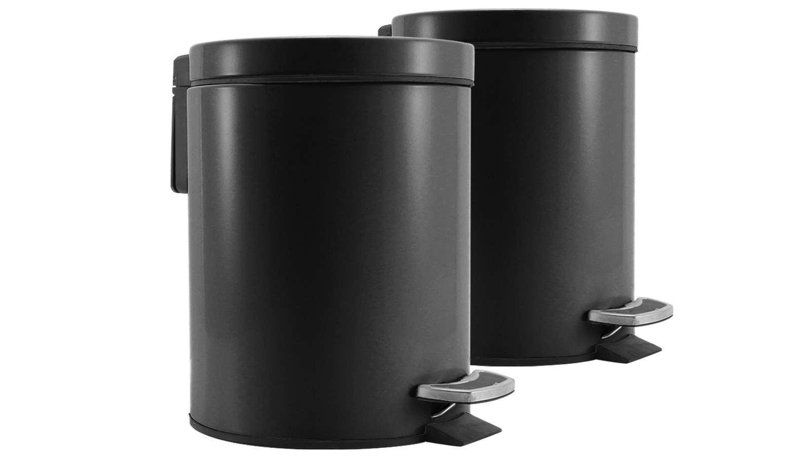 SOGA 2x 12L Stainless Steel Round Rubbish Bin - Black