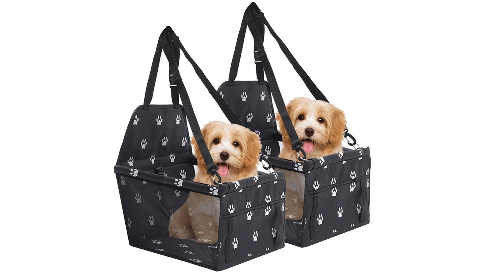 SOGA 2 x Waterproof Pet Booster Car Seat Safety Travel Portable Dog Carrier Bag - Black