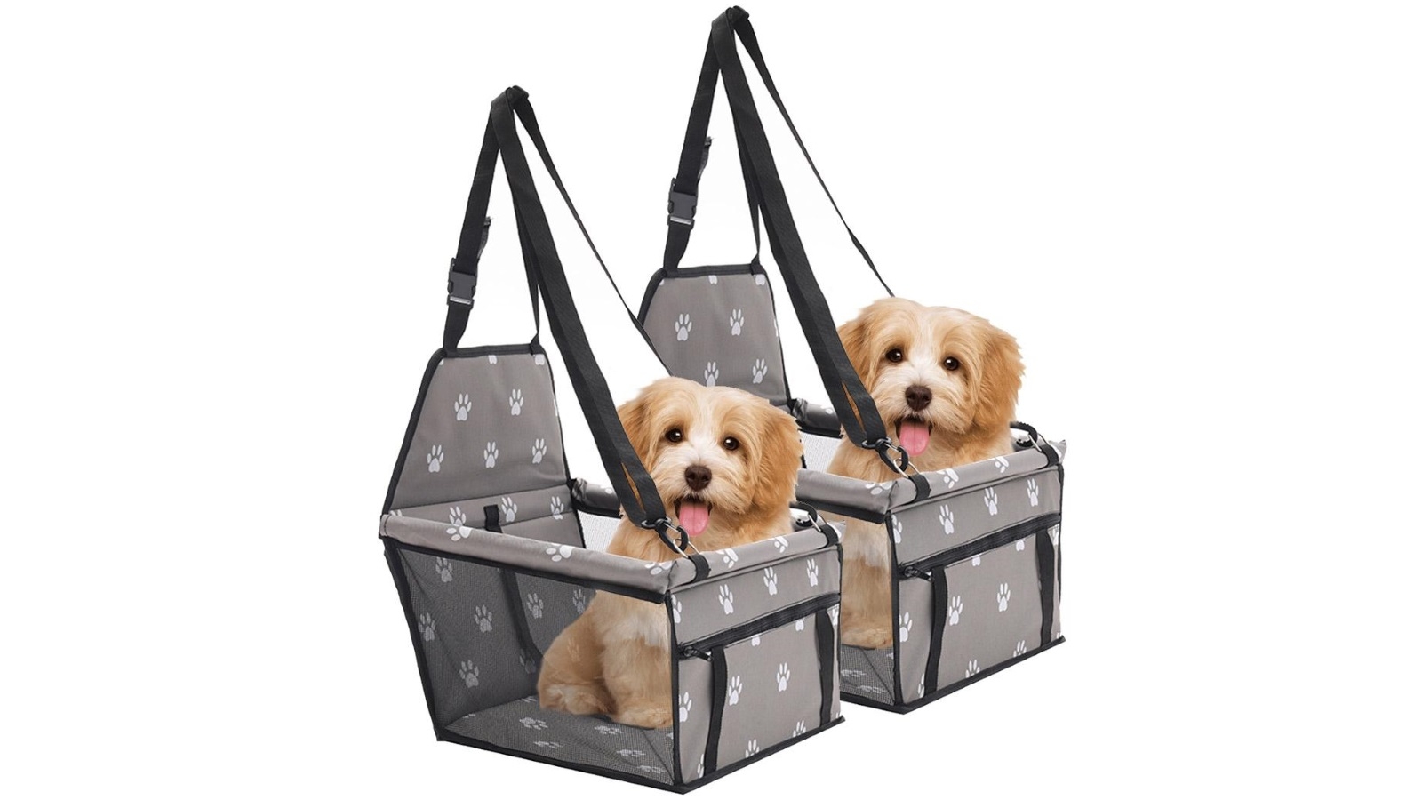 SOGA 2 x Waterproof Pet Booster Car Seat Safety Travel Portable Dog Carrier Bag - Grey
