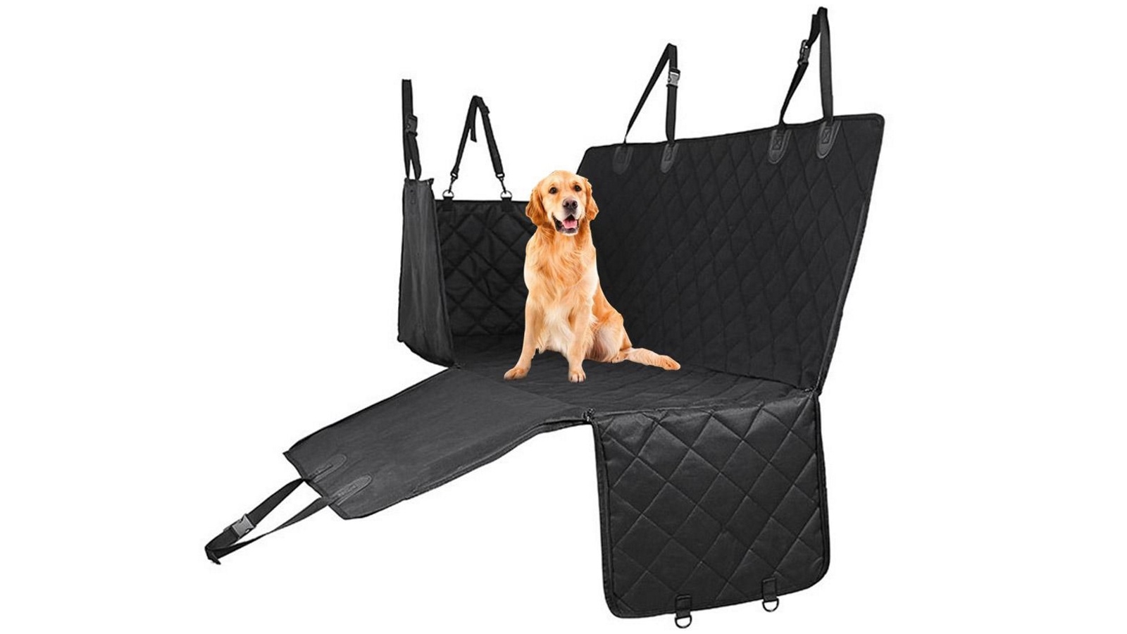 SOGA Non-Slip Cloth Waterproof Dog Car Cover Back Seat Protector - Black