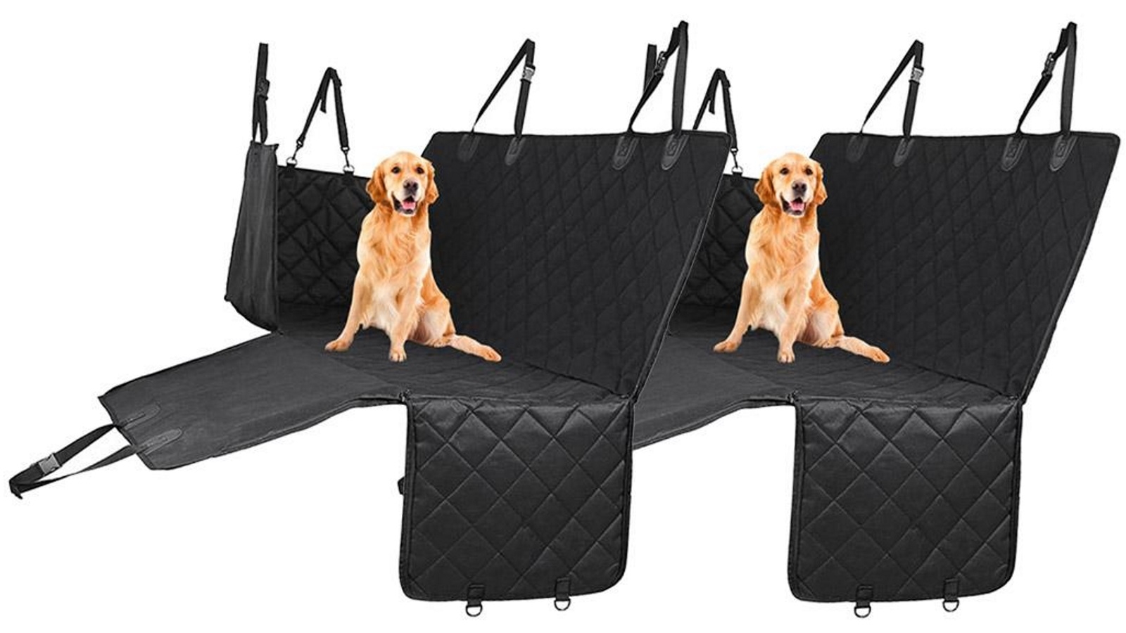 SOGA 2 x Non-Slip Cloth Waterproof Dog Car Cover Back Seat Protector - Black