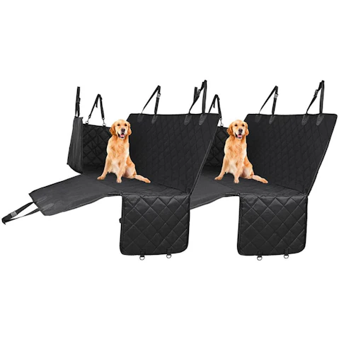 SOGA 2 x Non-Slip Cloth Waterproof Dog Car Cover Back Seat Protector - Black