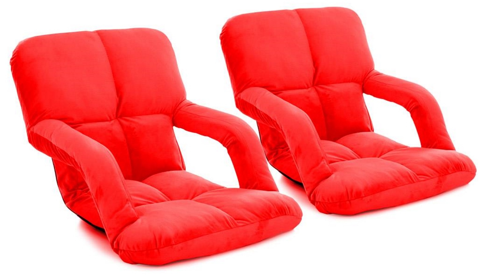SOGA 2 x Foldable Floor Lazy Recliner Chair with Armrest - Red
