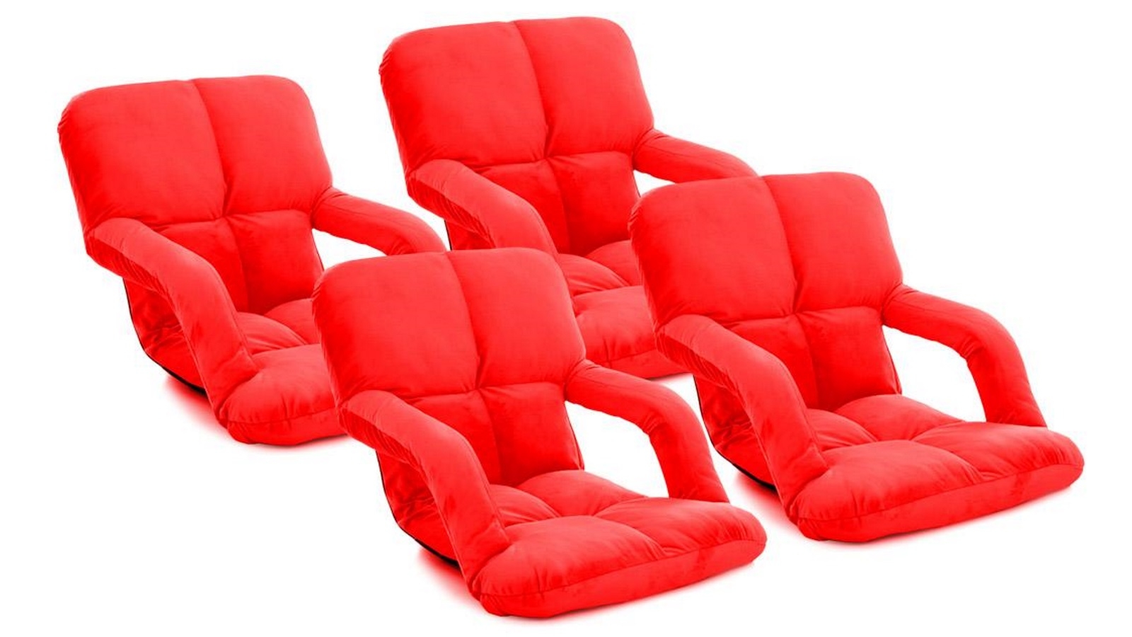 SOGA 4 x Foldable Floor Lazy Recliner Chair with Armrest - Red