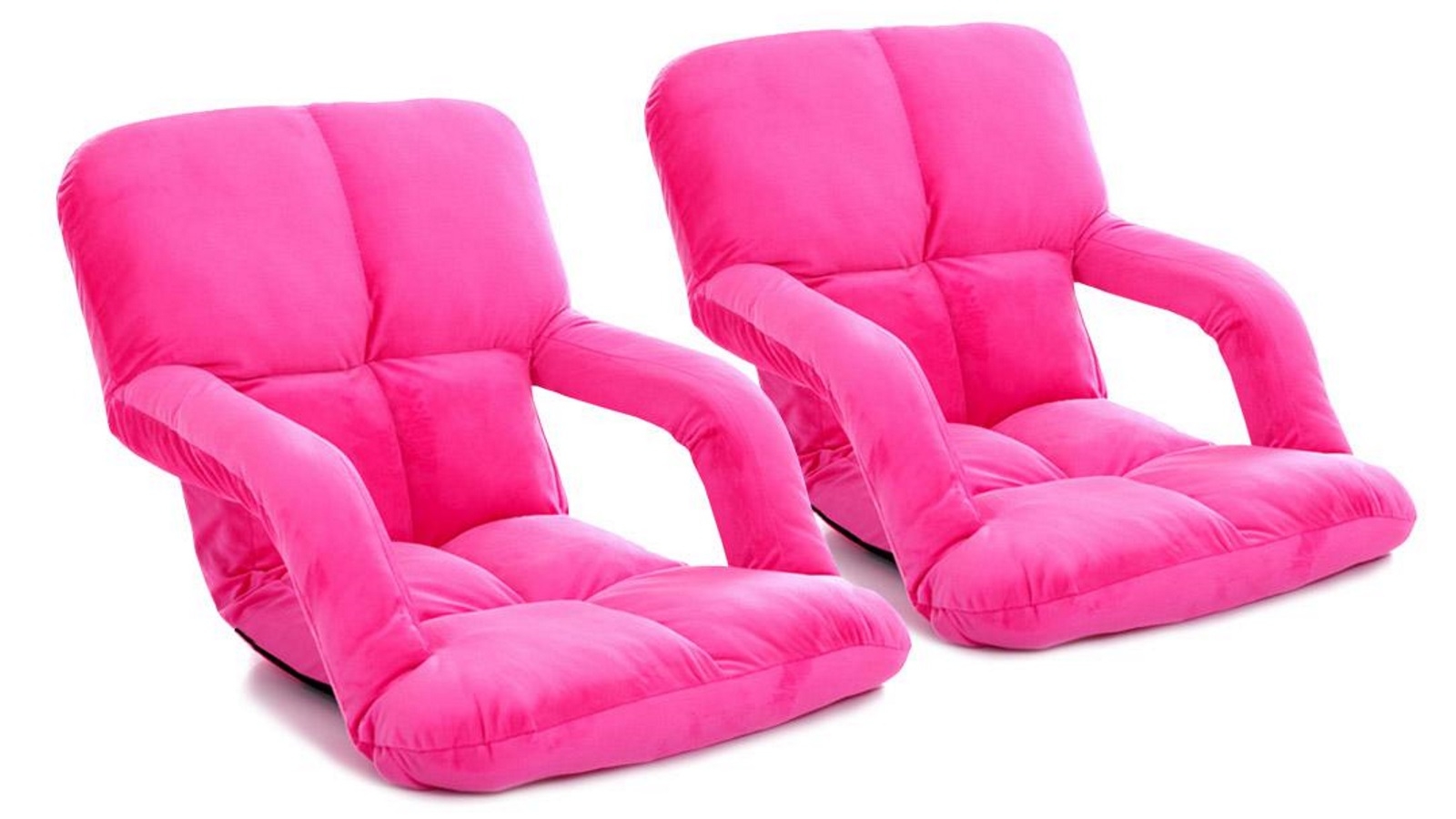 SOGA 2 Piece  Foldable Floor Lazy Recliner Chair with Armrest - Magenta